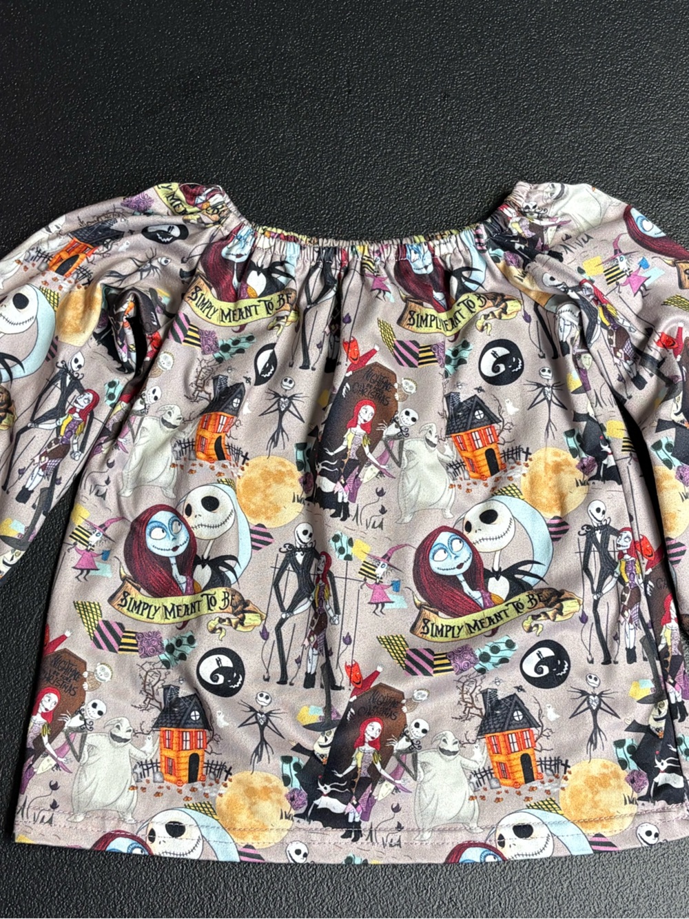Nightmare Pattern Long Sleeve Top and Flare Bottoms - Multi Colors